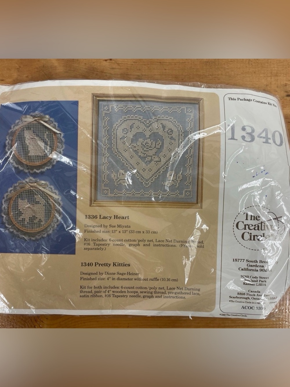NOS Vintage The Creative Circle Cats Lacy Heart / Pretty Kitties Needlecraft Kit